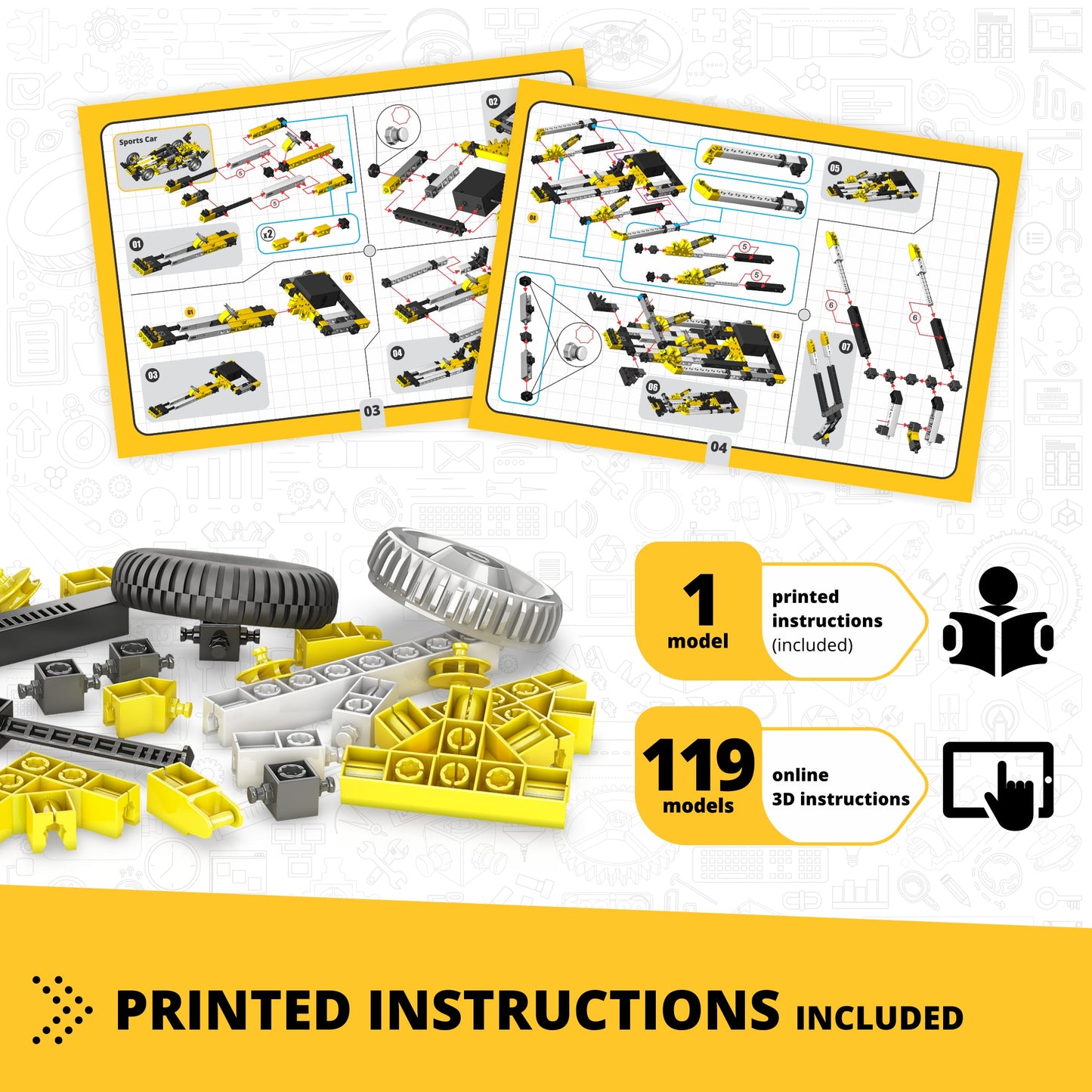 Engino Creative Builder: 120 Motorized Model Set- STEM Engineering Toys for Kids Ages 7+ (120 Models to Build)