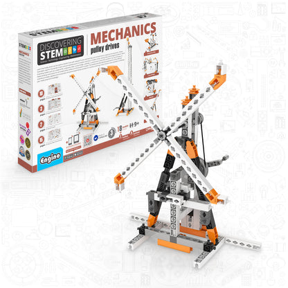 Engino Discovering STEM Mechanics Pulley Drives Set: Construction Toys for Kids Ages 9+ (8 Models to Build)