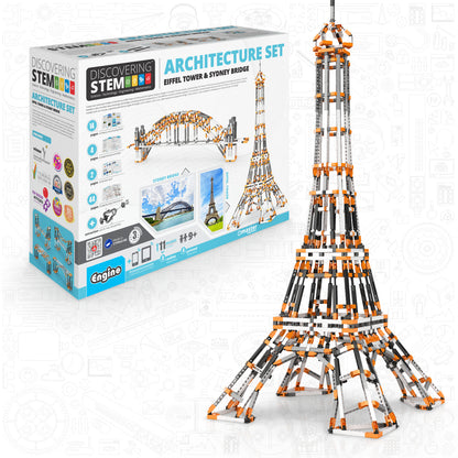 Engino Discovering STEM Architecture Set: Build the Eiffel Tower & Sydney Bridge: Engineering Toys for Kids  Ages 9+ (11 Models to Build)