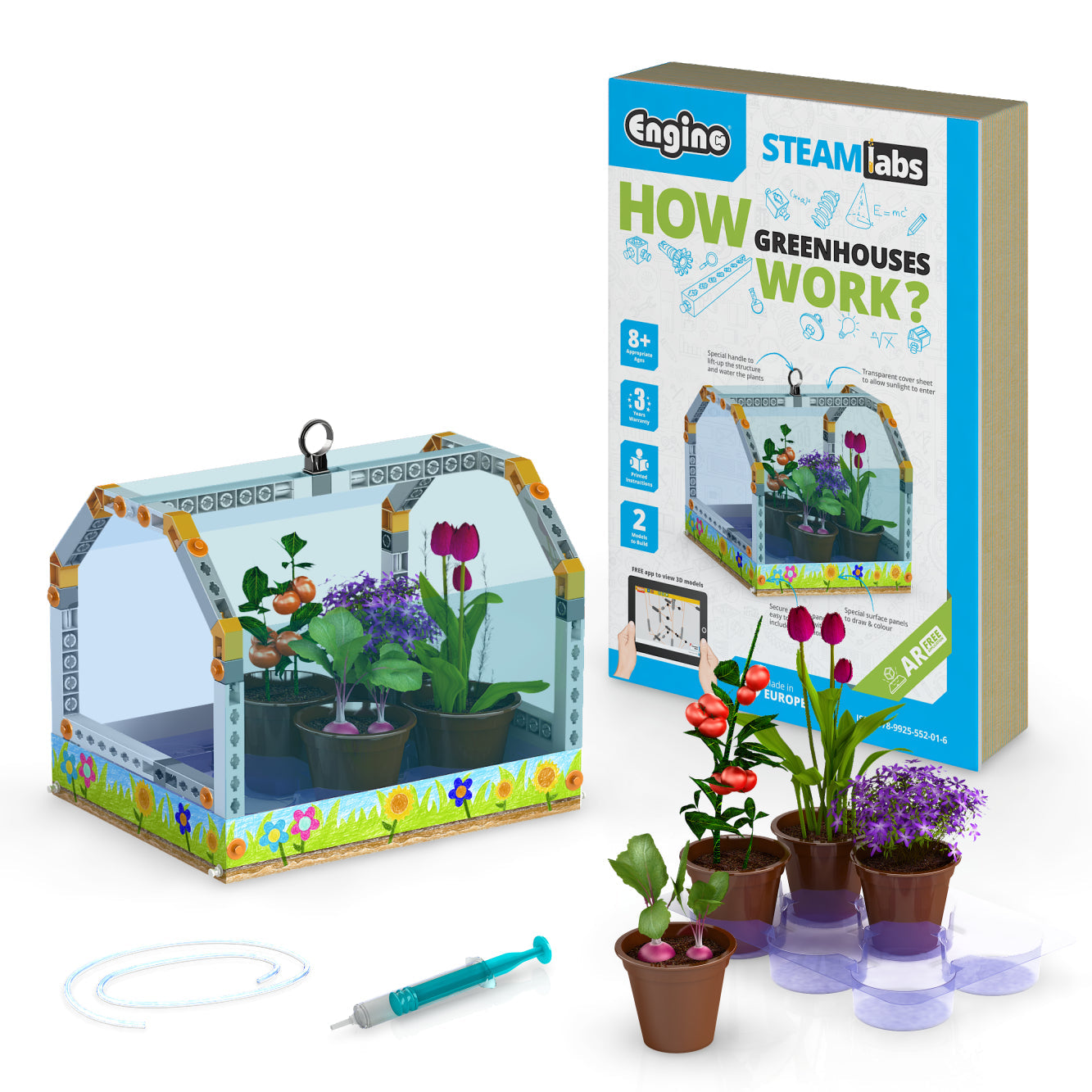 Engino STEAM Labs: How Greenhouses Work, STEM Building Toys for Kids Ages 8+ (1 Model to Build)