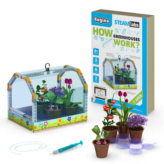 Engino STEAM Labs: How Greenhouses Work, STEM Building Toys for Kids Ages 8+ (1 Model to Build)