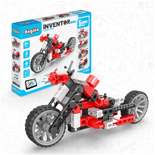 Engino Inventor Mechanics- Custom Bike: Motor Engineering Toys for Kids Ages 9+ (5 Models to Build)