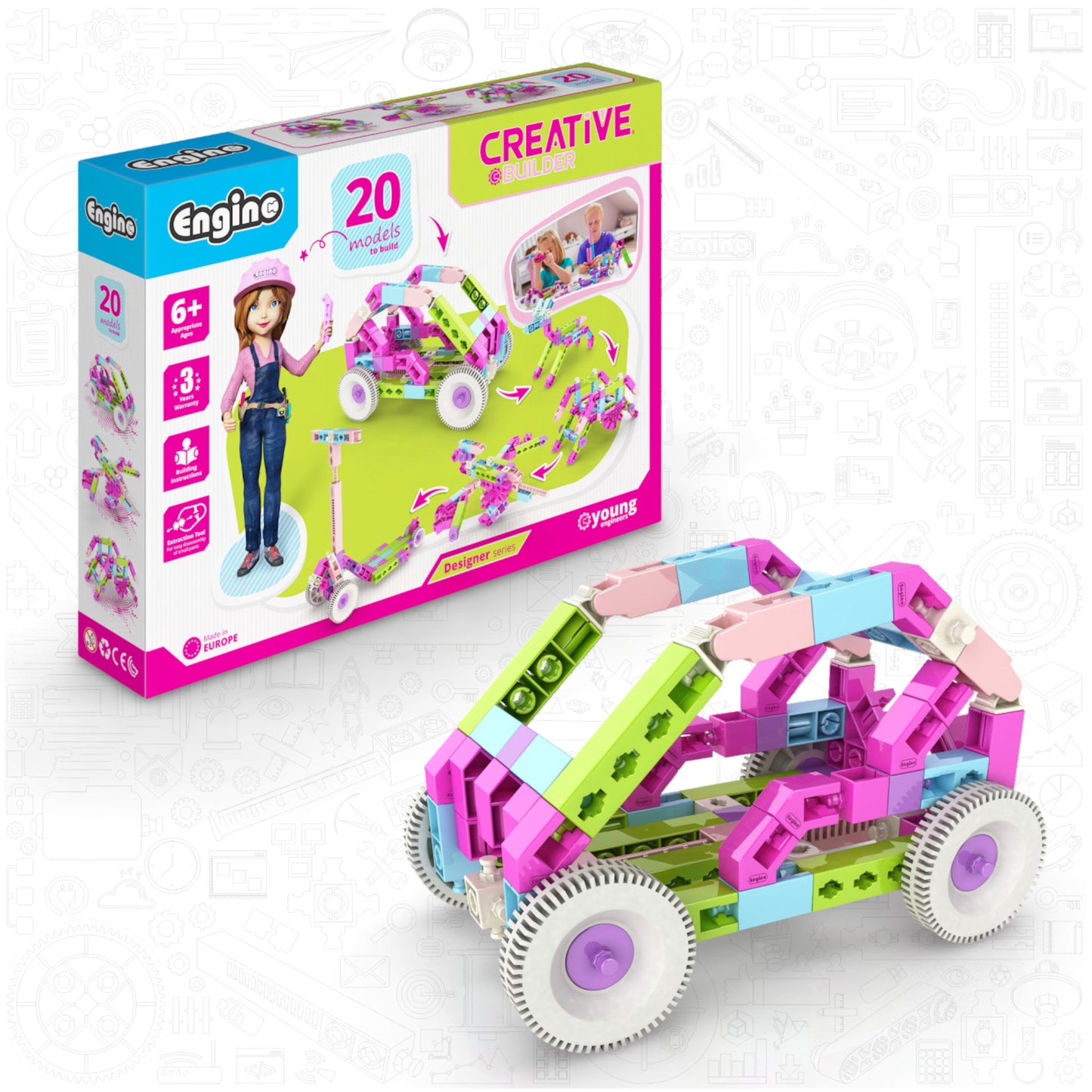 Engino Creative Builder: 20 Models Designer Set- STEM Building Toys for Kids Ages 6+ (20 Models to Build)