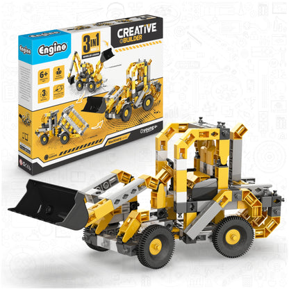 Engino Creative Builder Wheeled Loader Machinery Set: Educational Engineering Toys for Kids Ages 6+ (3 Models to Build)