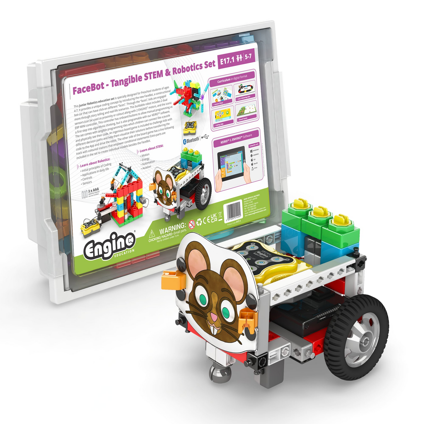 Engino STEM FaceBot – Tangible STEM & Robotics Set for Kids Ages 5–7 (Build, Code & Play)