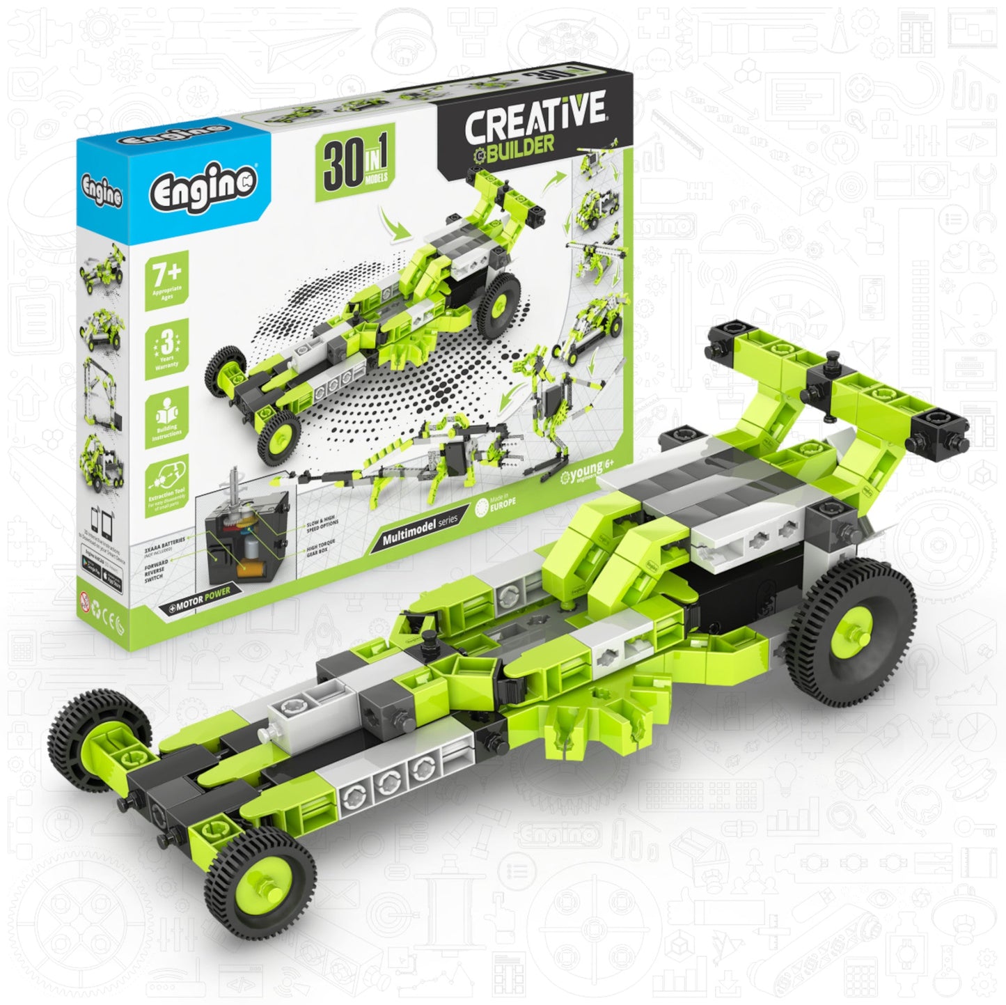 Engino Creative Builder: 30 Models Motorized Set- STEM Engineering Toys for Kids Ages 7+ (30 Models to Build)
