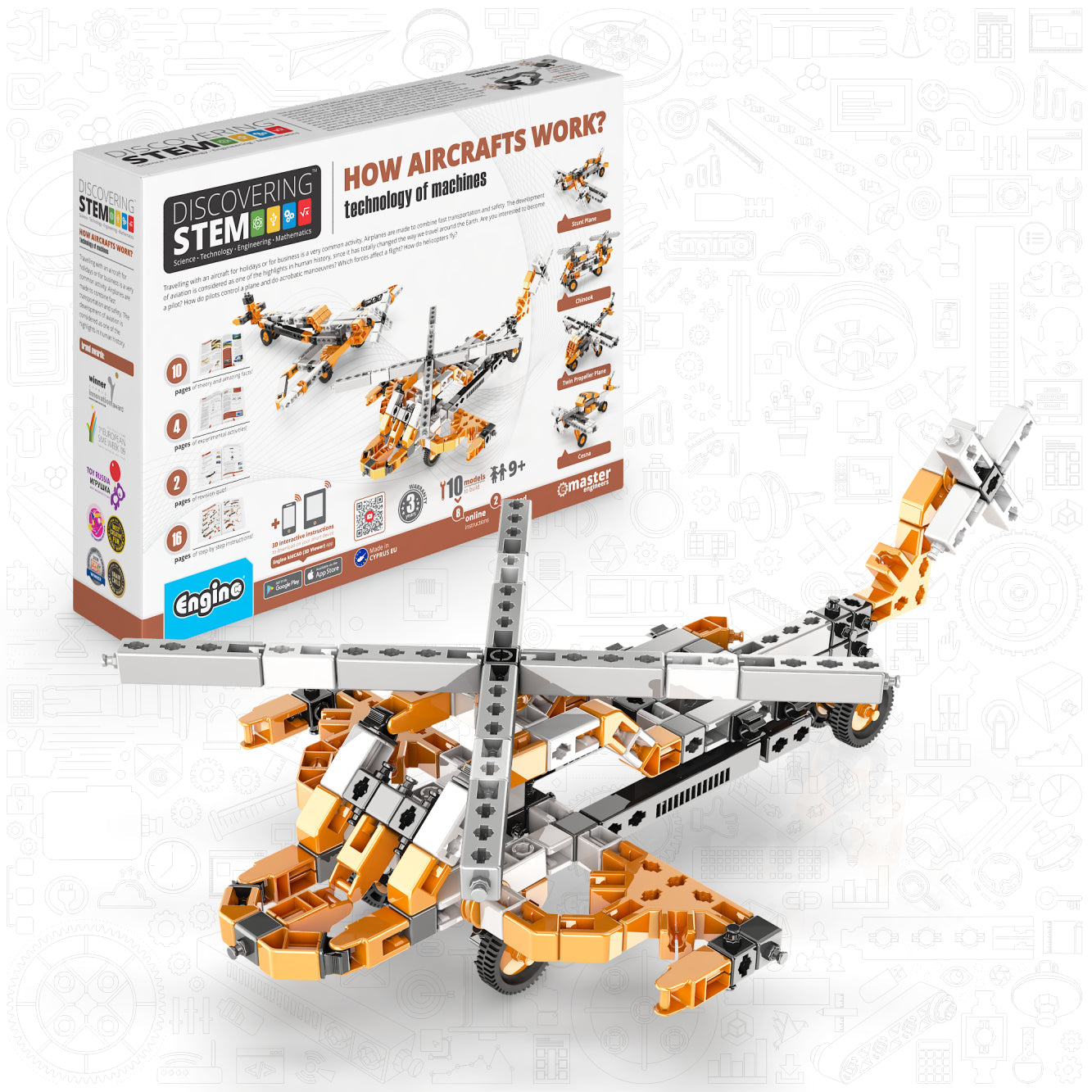 Engino Discovering STEM Technology of Machines: How Aircrafts Work, Building Toys for Kids Ages 9+ (10 Models to Build)