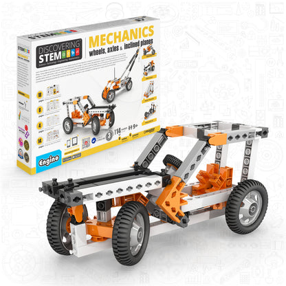 Engino Discovering STEM Mechanics: Wheels, Axles & Inclined Planes Set for Kids Ages 9+ (14 Models to Build)