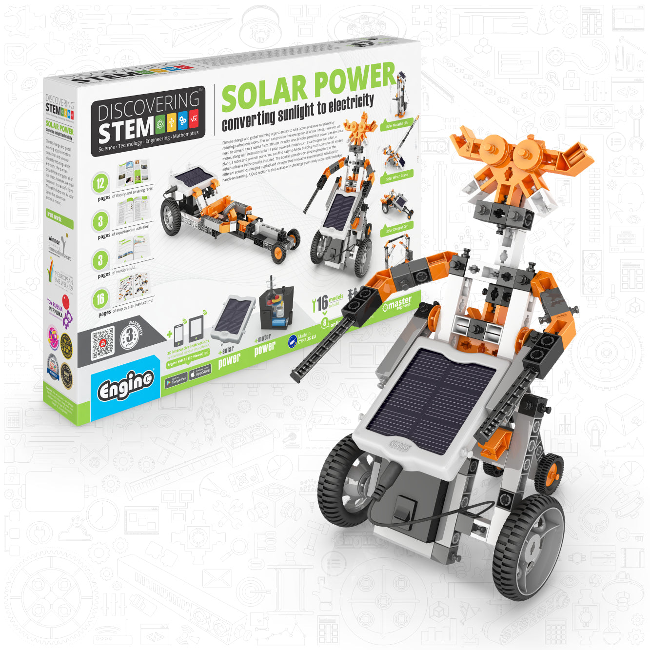 Engino Discovering STEM Solar Power: Educational Engineering Toys for Kids Ages 9+ (16 Models to Build)