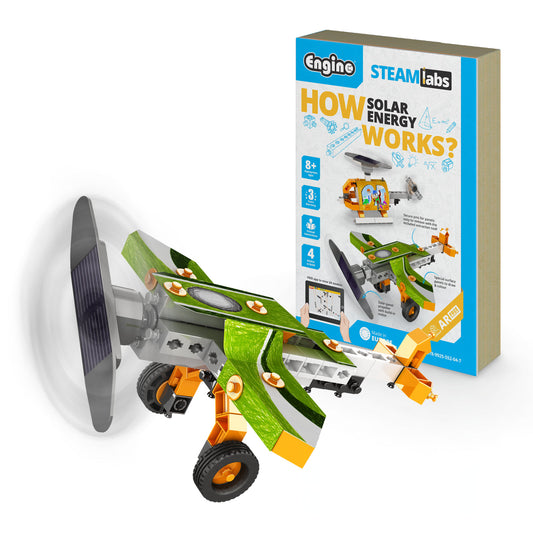 Engino STEAM Labs: How Solar Energy Works, STEM Building Kit for Kids Ages 8+ (4 Models to Build)