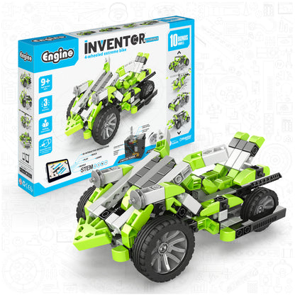 Engino Inventor Motorized- 4 Wheeled Extreme Bike: STEM Mechanical Toys for Kids Ages 9+ (10 Models to Build)