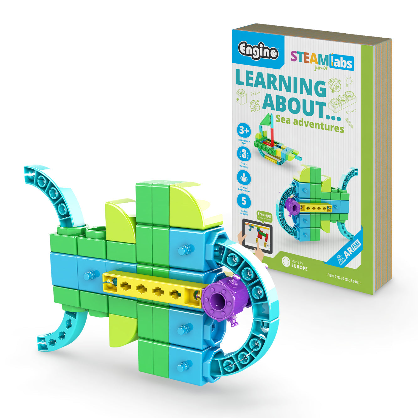 Engino STEAM Labs Junior– Learning About Sea Adventures STEM Building Blocks for Kids Ages 3+ (5 Models to Build)