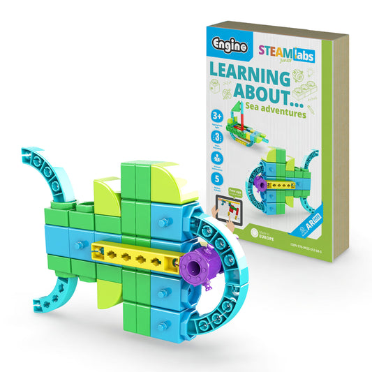Engino STEAM Labs Junior– Learning About Sea Adventures STEM Building Blocks for Kids Ages 3+ (5 Models to Build)