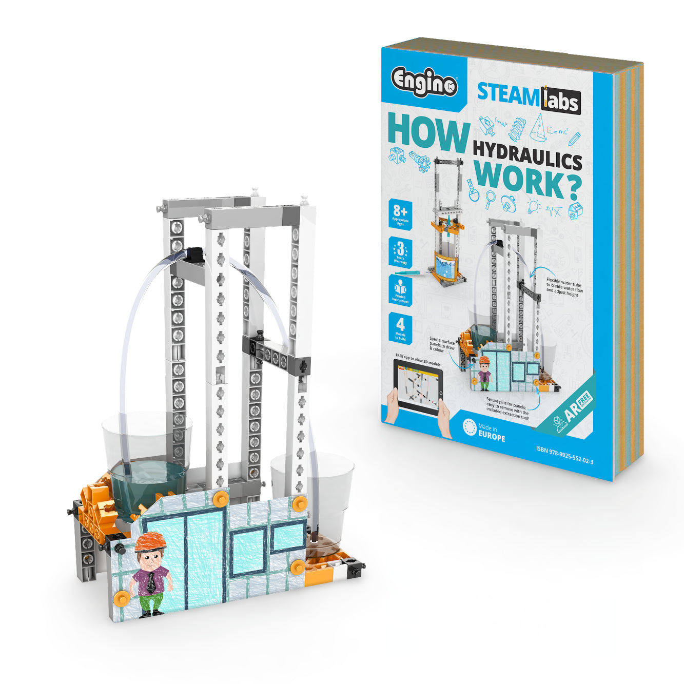 Engino STEAM Labs: How Hydraulics Work, STEM Building Kit for Kids Ages 8+ (4 Models to Build)