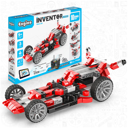 Engino Inventor Race Car Motorized Set- Engineering STEM Toys for Kids Ages 9+ (10 Models to Build)
