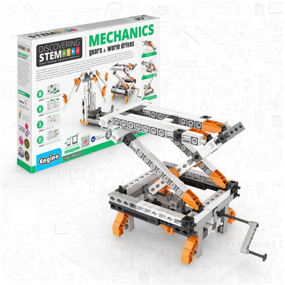 Engino Discovering STEM Mechanics Set- Gears & Worm: Engineering Toys for Kids Ages 9+ (12 Models to Build)
