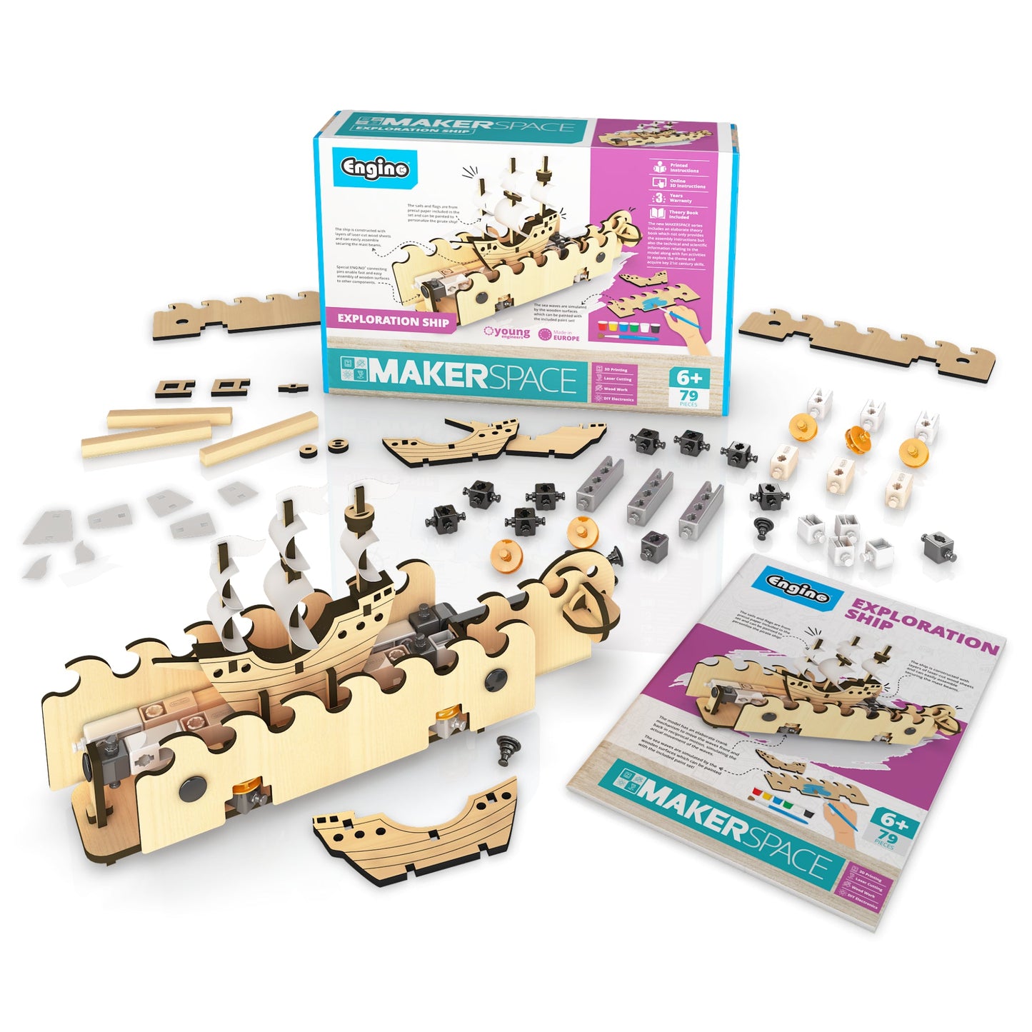 Engino MakerSpace: Exploration Ship STEM Building Kit for Kids Ages 8+ (1 Model to Build)