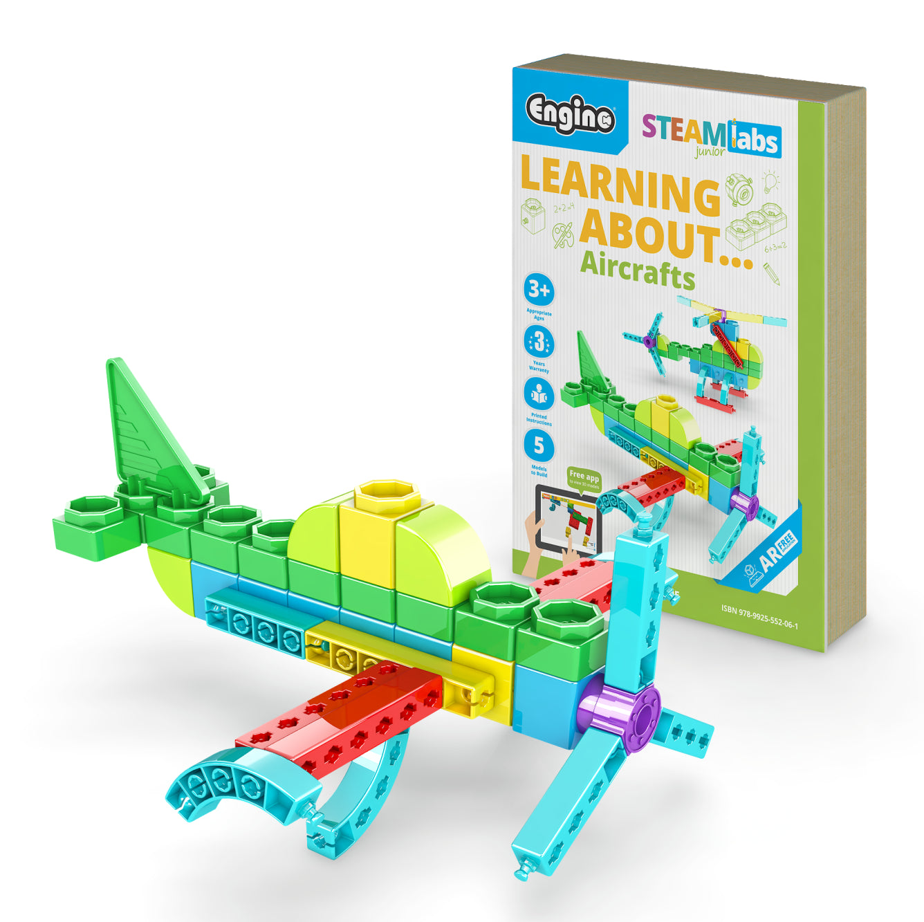 Engino STEAM Labs Junior– Learning About Aircrafts, STEM Building Toys for Kids Ages 3+ (5 Models to Build)