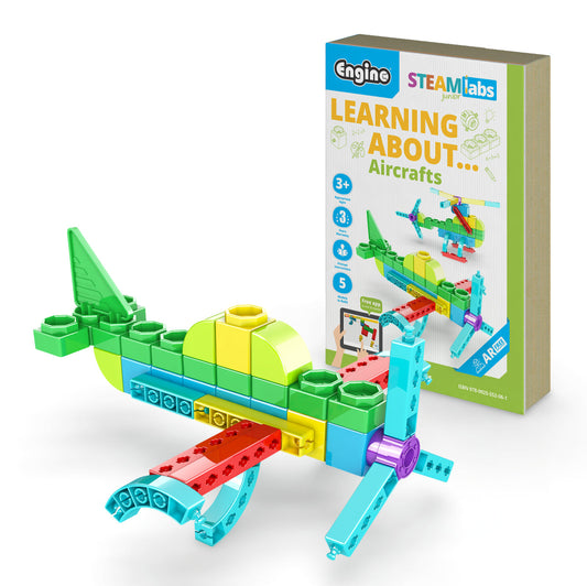 Engino STEAM Labs Junior– Learning About Aircrafts, STEM Building Toys for Kids Ages 3+ (5 Models to Build)