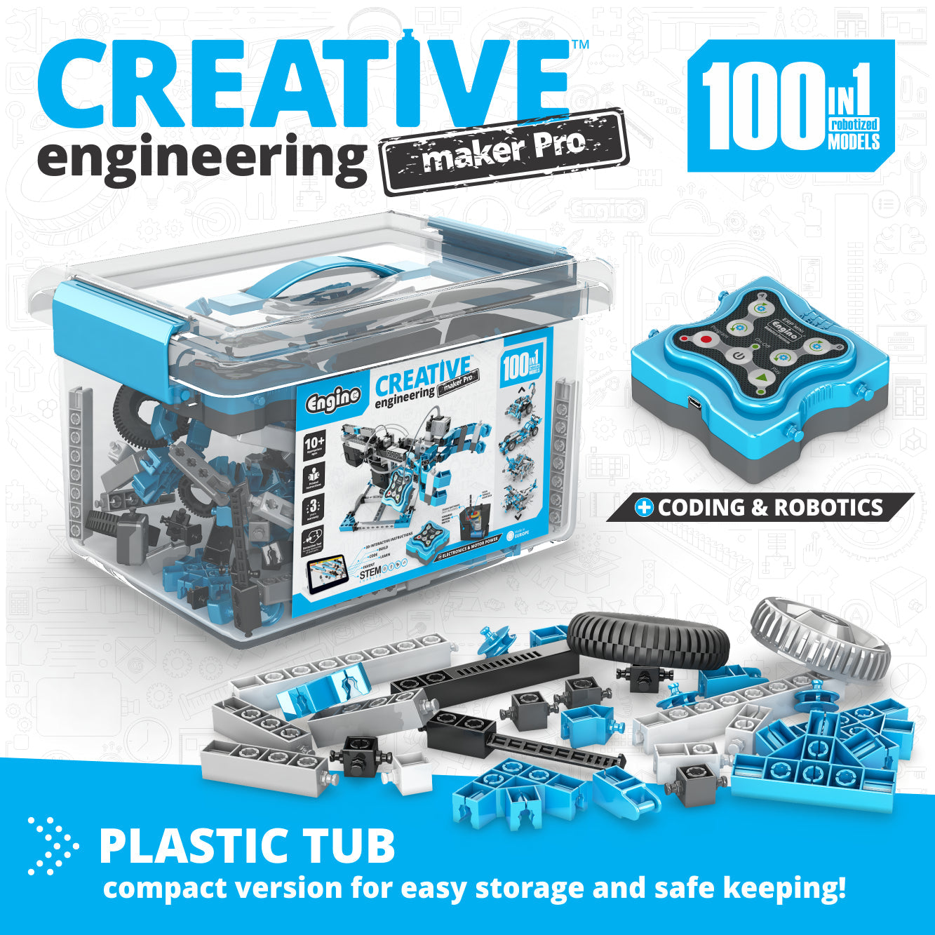Creative Engineering 100 in 1- Motorized MAKER PRO: Fun Educational Toys for Kids Ages 10+ (100 Models to Build)