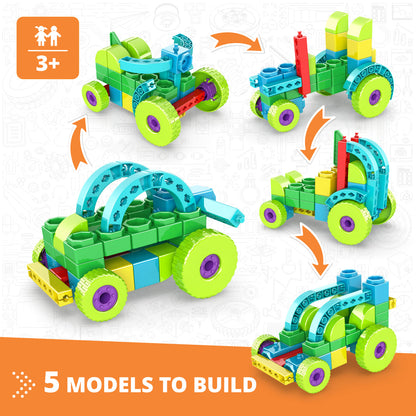 Engino STEAM Labs Junior- Learning About Vehicles, STEM Building Set for Kids Ages 3+ (5 Models to Build)