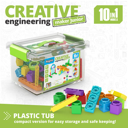 Creative Engineering 10 in 1- MAKER JUNIOR: STEM Building Toys for Kids Ages 4+ (10 Models to Build)