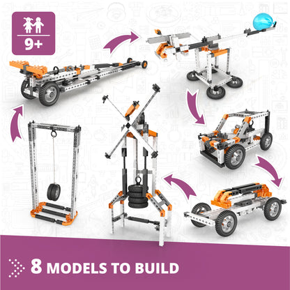 Engino Discovering STEM: Newton's Laws Laws of Inertia, Kinetic & Potential Energy Set for Kids Ages 9+ (8 Models to Build)