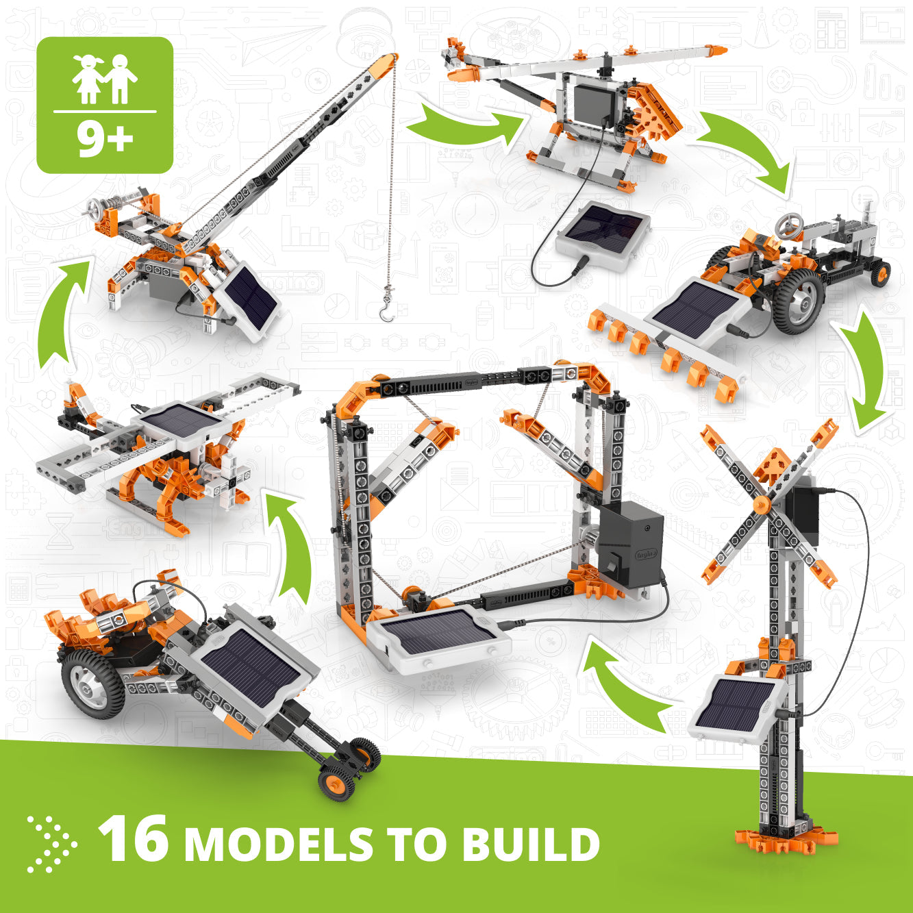 Engino Discovering STEM Solar Power: Educational Engineering Toys for Kids Ages 9+ (16 Models to Build)