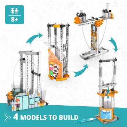 Engino STEAM Labs: How Hydraulics Work, STEM Building Kit for Kids Ages 8+ (4 Models to Build)
