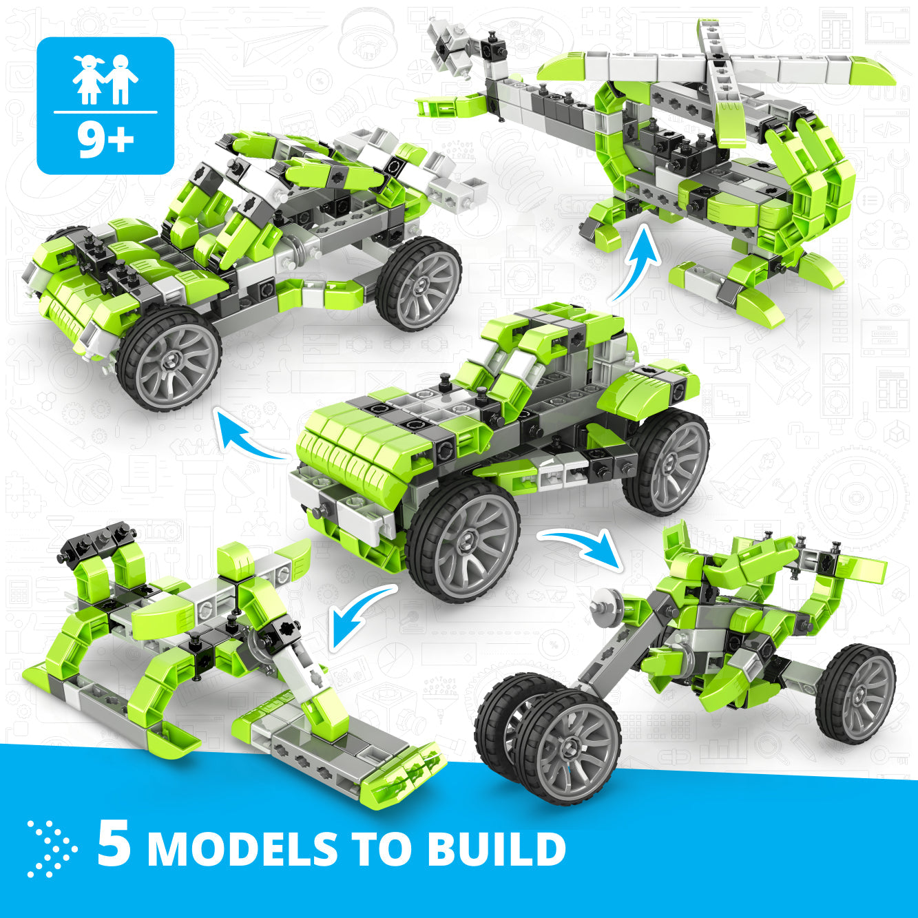 Engino Inventor Mechanics- Beach Buggy: Mechanical Engineering Toys for Kids Ages 9+ (5 Models to Build)