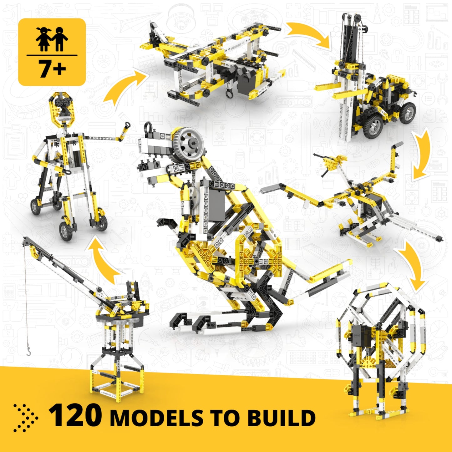 Engino Creative Builder: 120 Motorized Model Set- STEM Engineering Toys for Kids Ages 7+ (120 Models to Build)