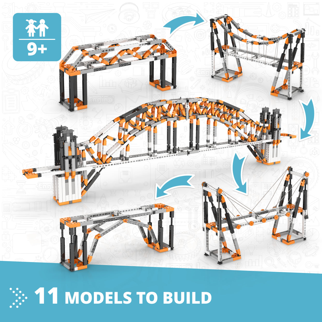 Engino Discovering STEM Architecture Set: Build the Eiffel Tower & Sydney Bridge: Engineering Toys for Kids  Ages 9+ (11 Models to Build)