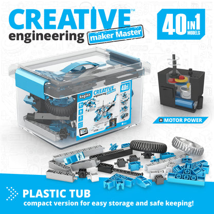 Creative Engineering 40 in 1- Motorized MAKER MASTER: STEM Building Toys for Kids Ages 8+ (40 Models to Build)