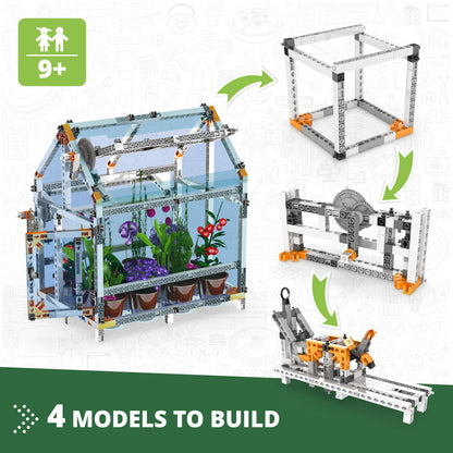 Engino Discovering STEM Botanic Laboratory: Fully Functional Greenhouse, STEM Toys for Kids Ages 9+ (4 Models to Build)