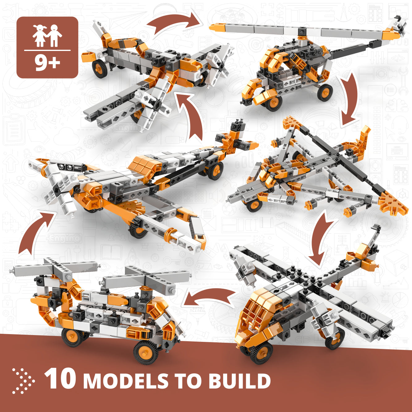 Engino Discovering STEM Technology of Machines: How Aircrafts Work, Building Toys for Kids Ages 9+ (10 Models to Build)