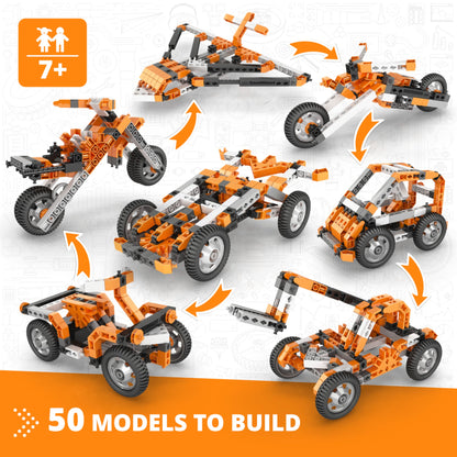 Engino Creative Builder: 50 Motorized Model Set- STEM Construction Toys for Kids Ages 7+ (50 Models to Build)