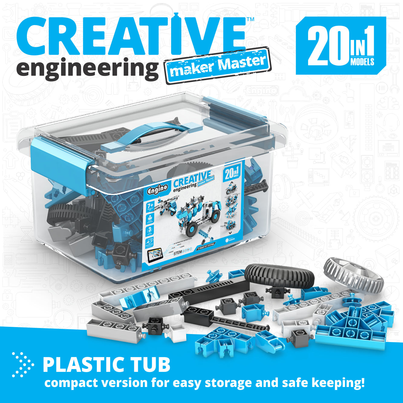 Creative Engineering 20 in 1- MAKER MASTER: STEM Building Toys for Kids Ages 7+ (20 Models to Build)