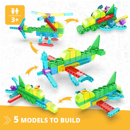Engino STEAM Labs Junior– Learning About Aircrafts, STEM Building Toys for Kids Ages 3+ (5 Models to Build)