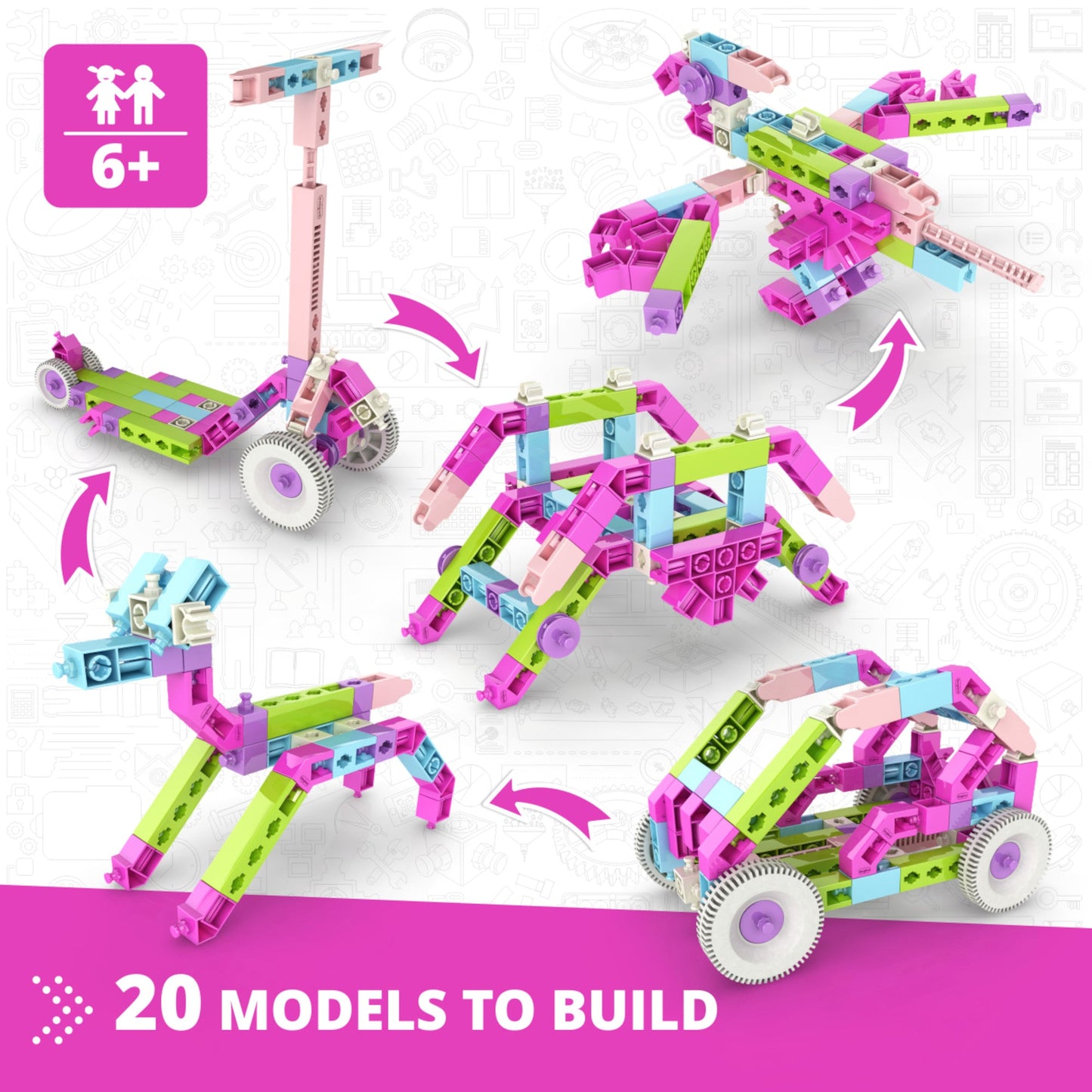 Engino Creative Builder: 20 Models Designer Set- STEM Building Toys for Kids Ages 6+ (20 Models to Build)