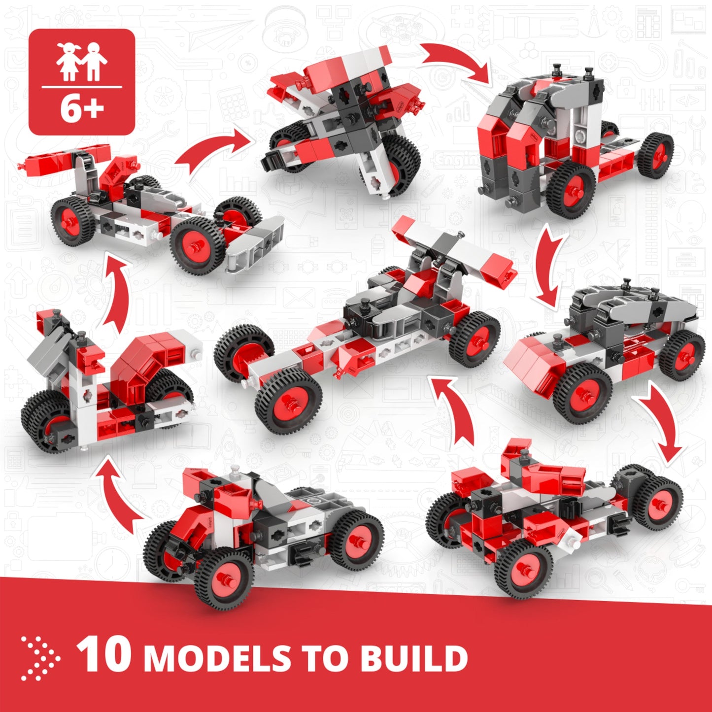Engino Creative Builder: 10 Multimodel Set- STEM Engineering Toys for Kids Ages 6+ (10 Models to Build)