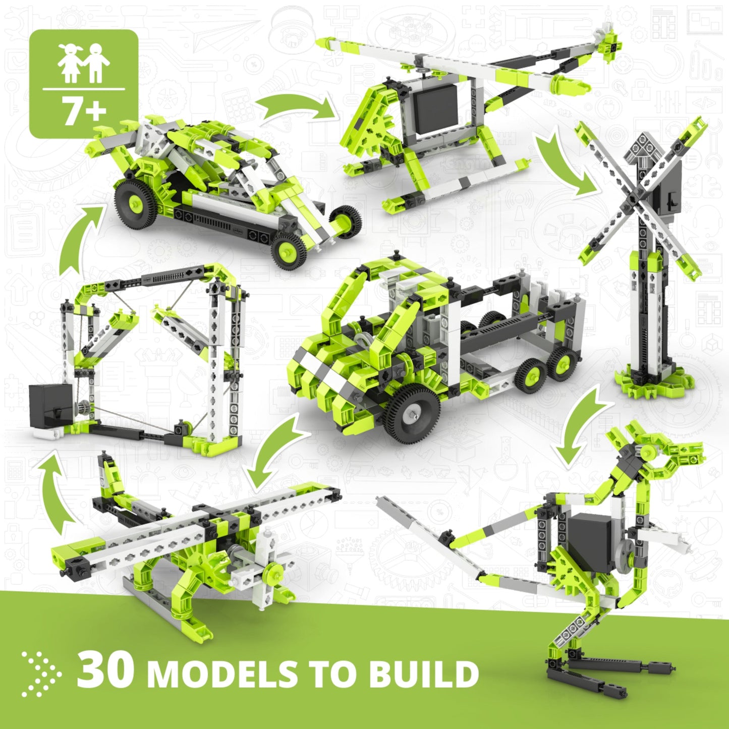 Engino Creative Builder: 30 Models Motorized Set- STEM Engineering Toys for Kids Ages 7+ (30 Models to Build)