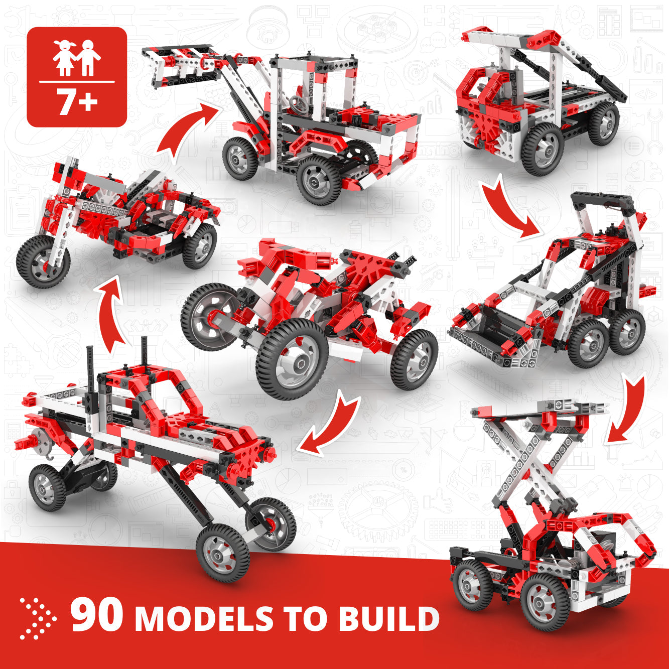 Engino Creative Builder: 90 Motorized Model Set- STEM Project for Kids Ages 7+ (90 Models to Build)