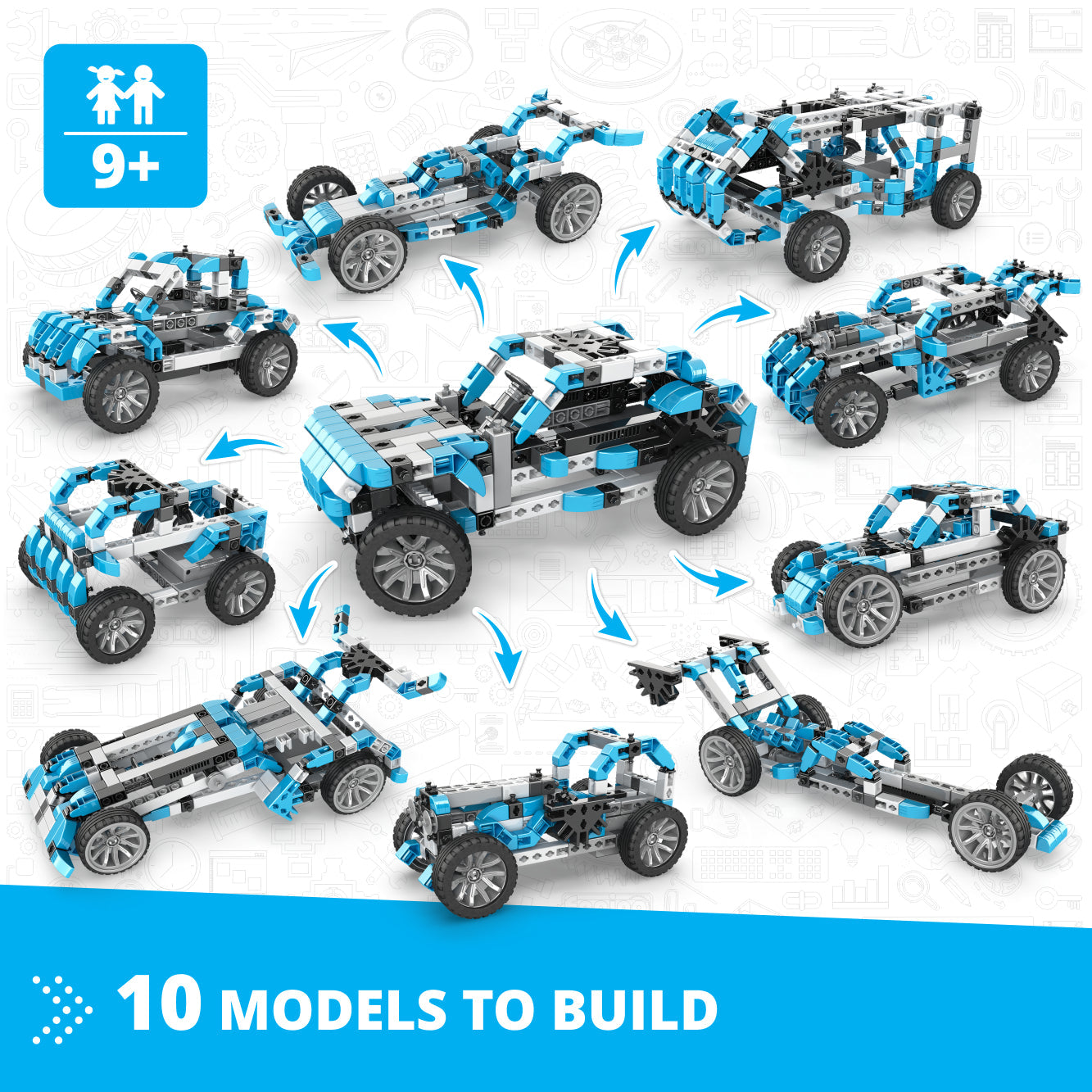Engino Inventor: Offroader Motorized Set- Building STEM Toys for Kids Ages 9+ (10 Models to Build)