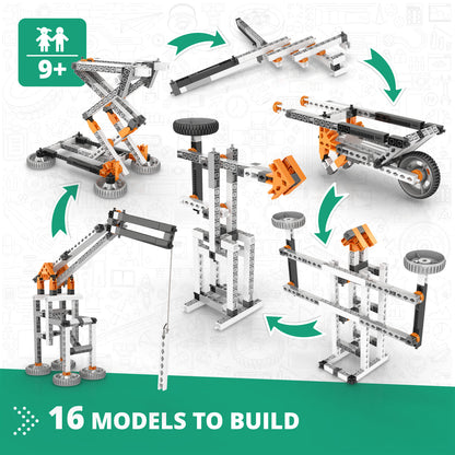 Engino Discovering STEM Mechanics Set: Levers, Linkages & Structures: Building Toys for Kids Ages 9+ (16 Models to Build)