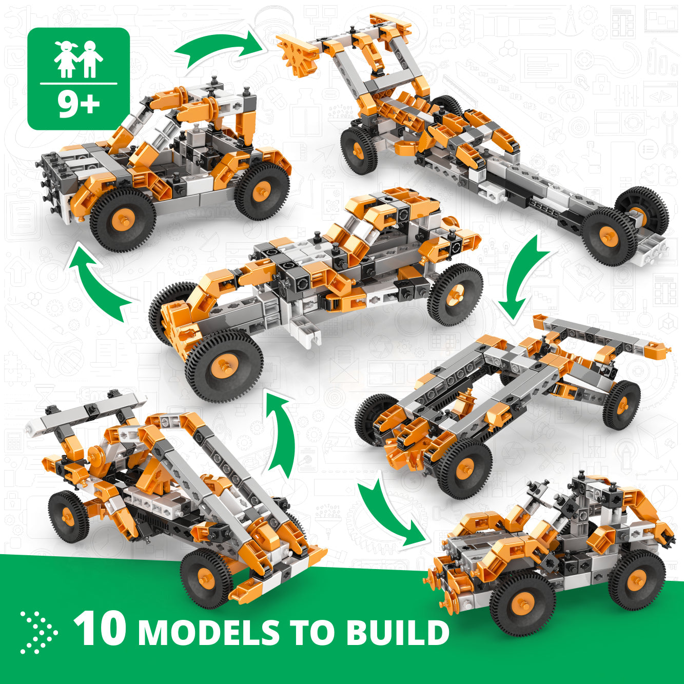 Engino Discovering STEM Technology of Machines: How Cars Work, Building Toys for Kids Ages 9+ (10 Models to Build)