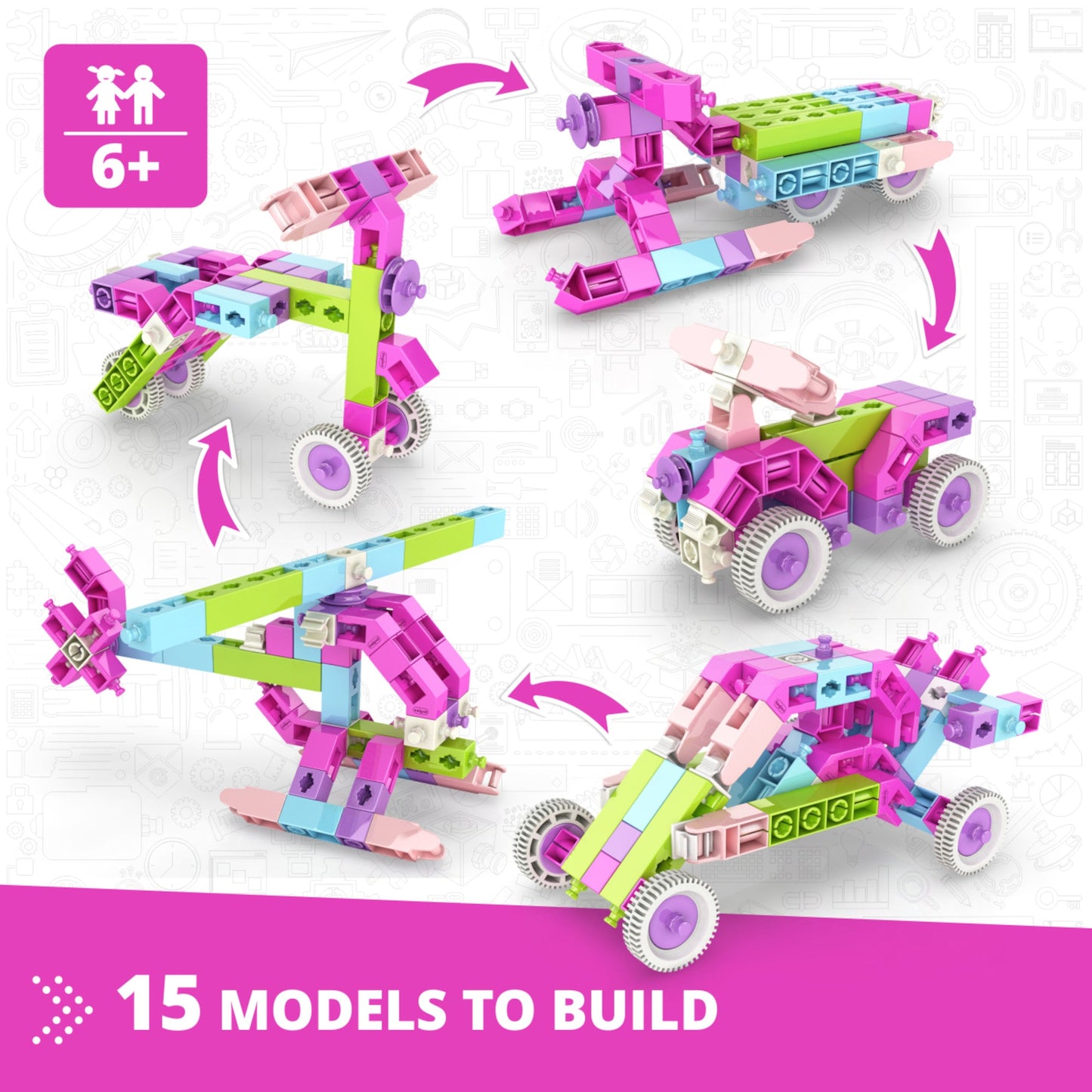 Engino Creative Builder: 15 Models Designer Set- STEM Building Toys for Kids Ages 6+ (15 Models to Build)