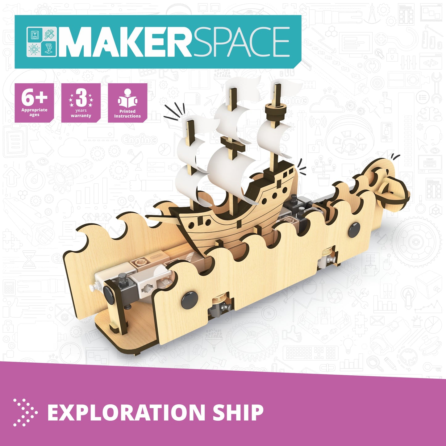 Engino MakerSpace: Exploration Ship STEM Building Kit for Kids Ages 8+ (1 Model to Build)