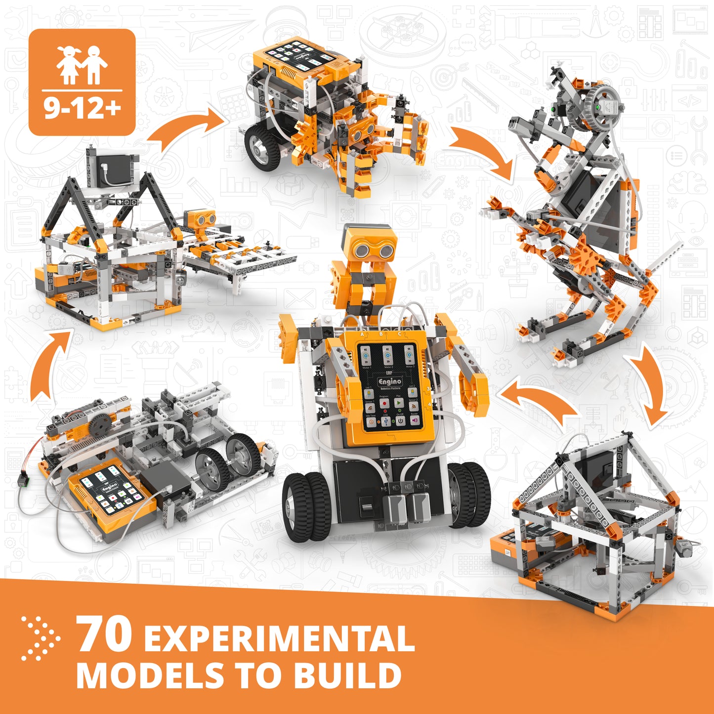 Engino STEM & Robotics ERP PRO Set – Advanced Edition, STEM Building Kit for Kids Ages 9–12+ (70 Models to Build)
