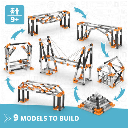 Engino Discovering STEM Buildings & Bridges: Educational Construction Toy for Kids Ages 9+ (9 Models to Build)