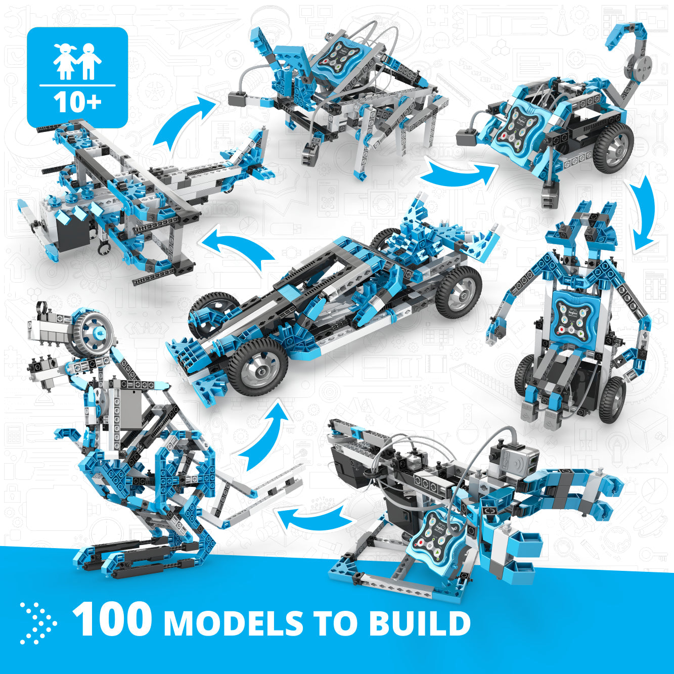 Creative Engineering 100 in 1- Motorized MAKER PRO: Fun Educational Toys for Kids Ages 10+ (100 Models to Build)